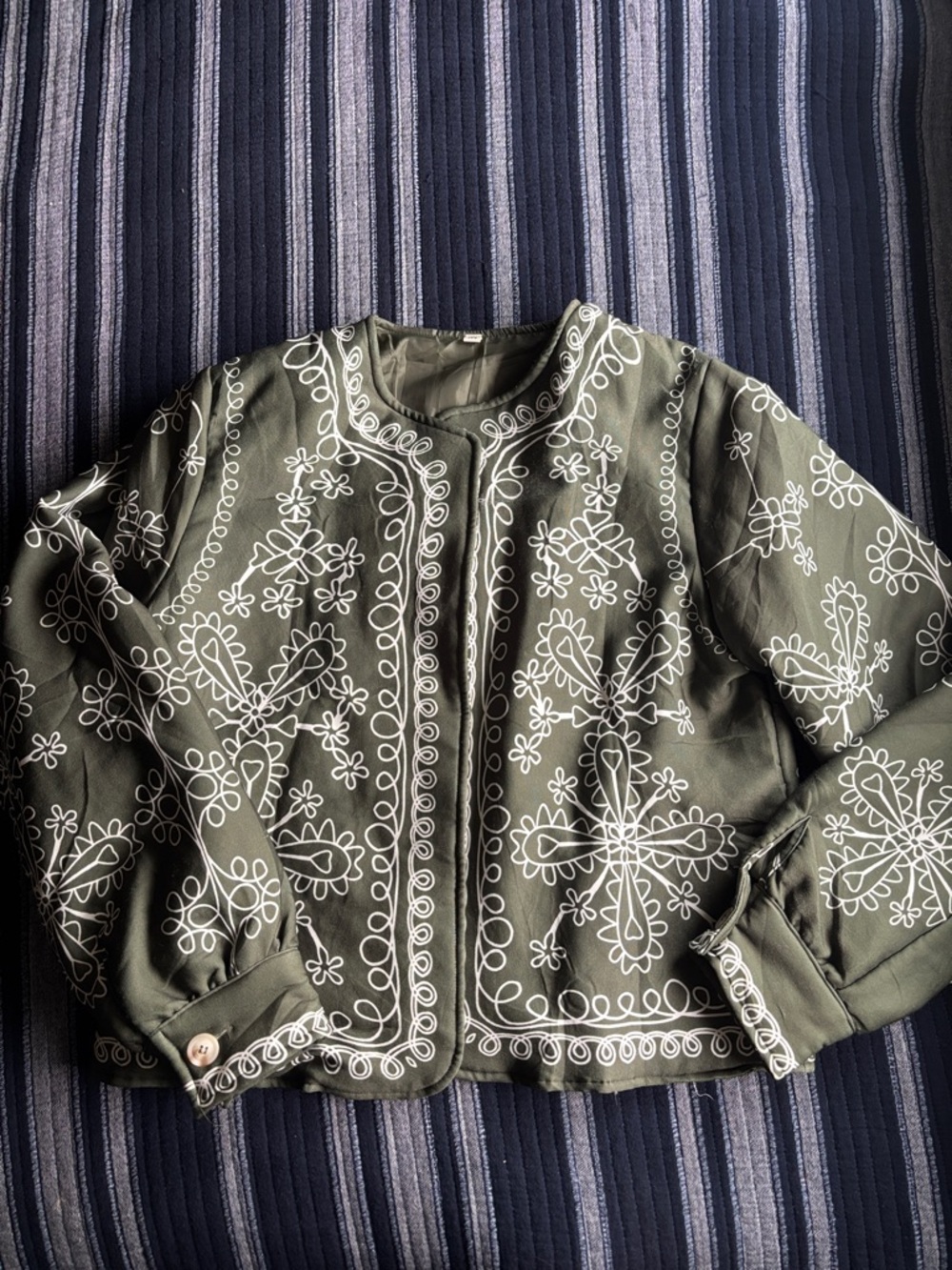 Women’s Quilted Jacket Cropped Green Medium